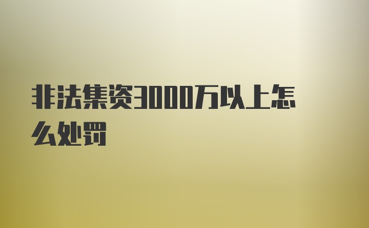 非法集资3000万以上怎么处罚