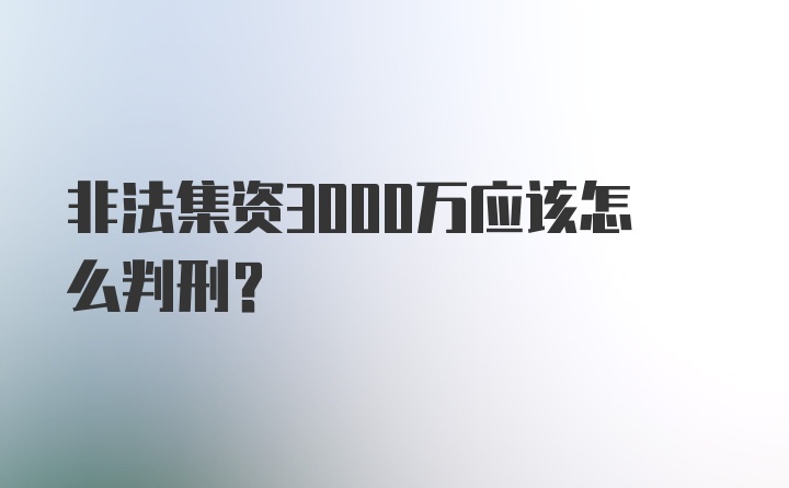 非法集资3000万应该怎么判刑？