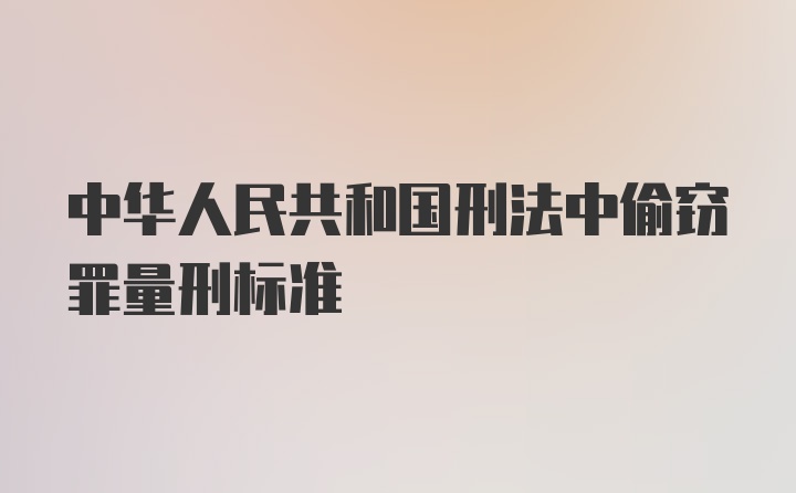 中华人民共和国刑法中偷窃罪量刑标准