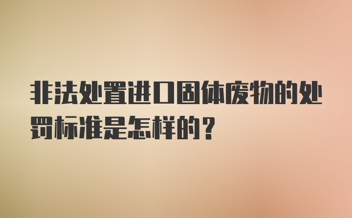 非法处置进口固体废物的处罚标准是怎样的？