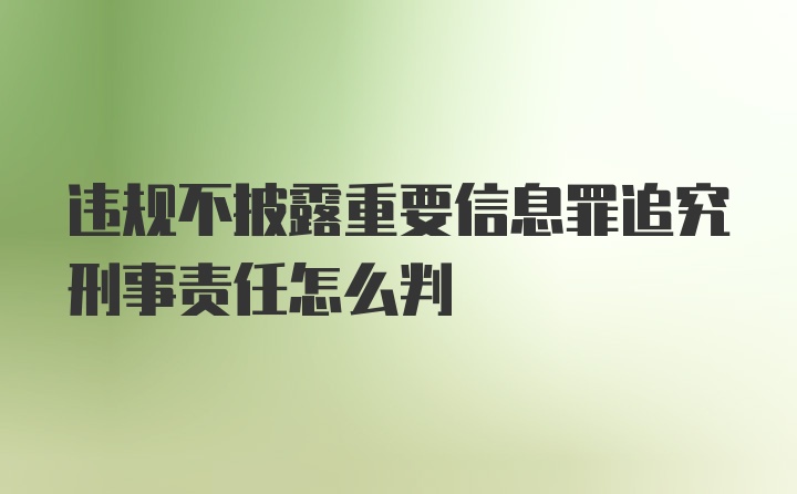 违规不披露重要信息罪追究刑事责任怎么判