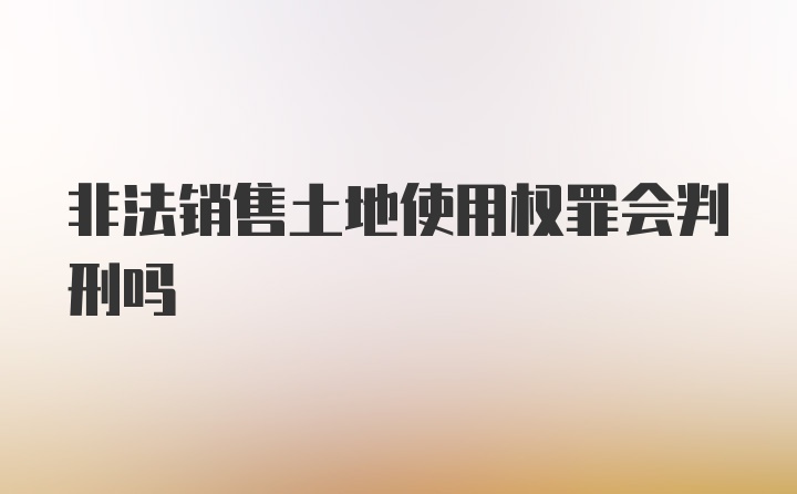 非法销售土地使用权罪会判刑吗