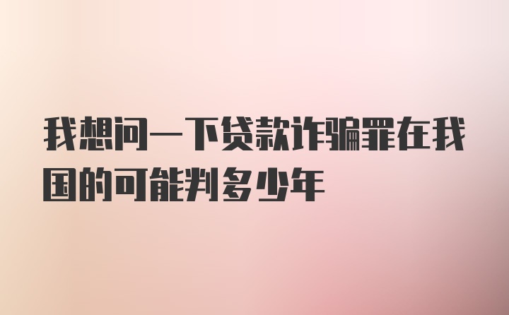 我想问一下贷款诈骗罪在我国的可能判多少年