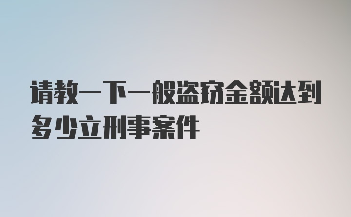 请教一下一般盗窃金额达到多少立刑事案件