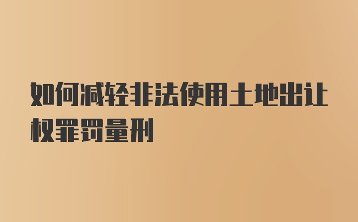 如何减轻非法使用土地出让权罪罚量刑