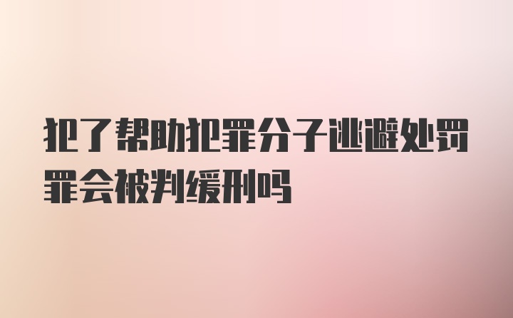 犯了帮助犯罪分子逃避处罚罪会被判缓刑吗