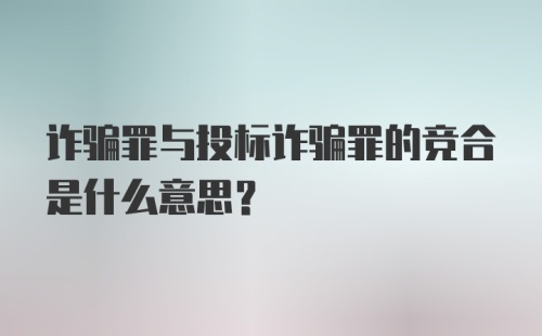 诈骗罪与投标诈骗罪的竞合是什么意思？