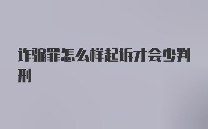 诈骗罪怎么样起诉才会少判刑