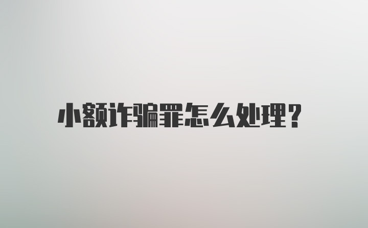 小额诈骗罪怎么处理？