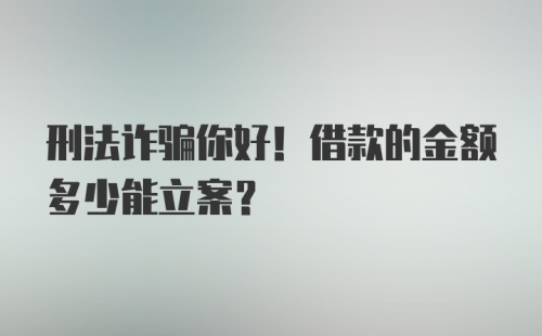 刑法诈骗你好！借款的金额多少能立案？