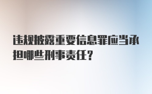 违规披露重要信息罪应当承担哪些刑事责任？