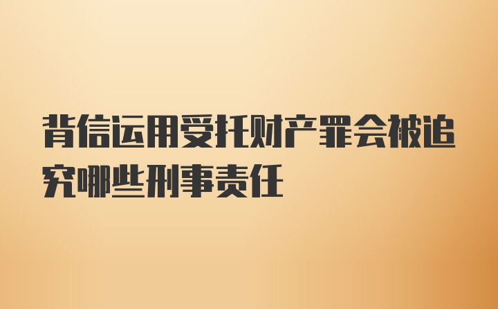 背信运用受托财产罪会被追究哪些刑事责任