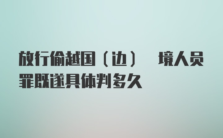 放行偷越国(边) 境人员罪既遂具体判多久