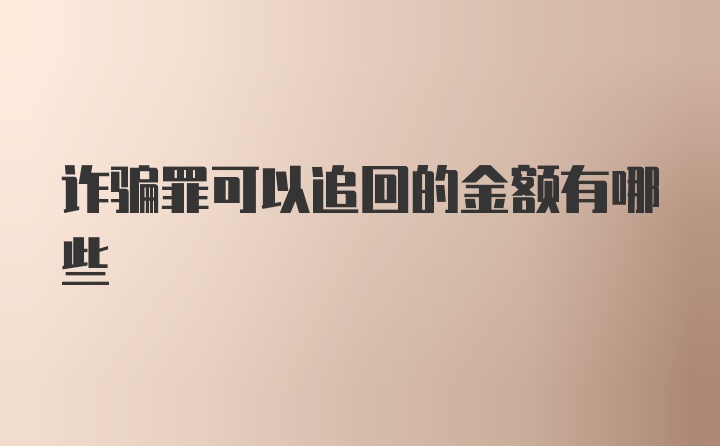 诈骗罪可以追回的金额有哪些