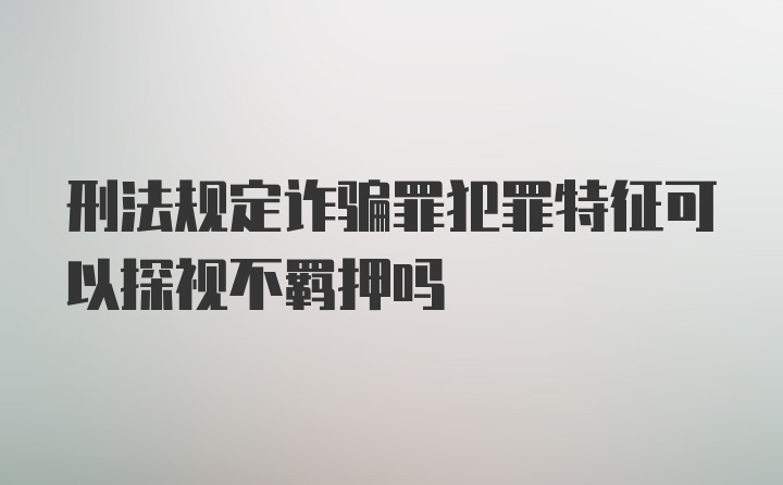 刑法规定诈骗罪犯罪特征可以探视不羁押吗