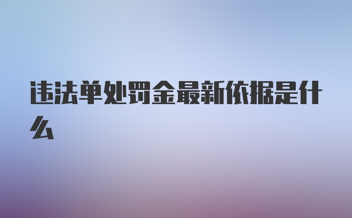 违法单处罚金最新依据是什么