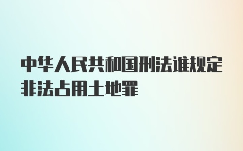 中华人民共和国刑法谁规定非法占用土地罪