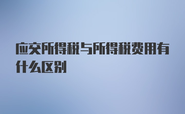 应交所得税与所得税费用有什么区别