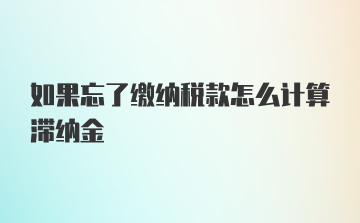 如果忘了缴纳税款怎么计算滞纳金