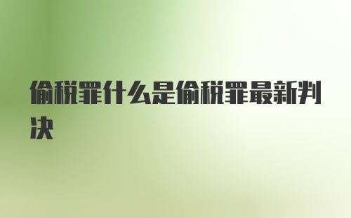 偷税罪什么是偷税罪最新判决