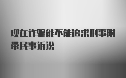 现在诈骗能不能追求刑事附带民事诉讼