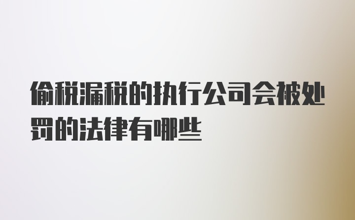 偷税漏税的执行公司会被处罚的法律有哪些