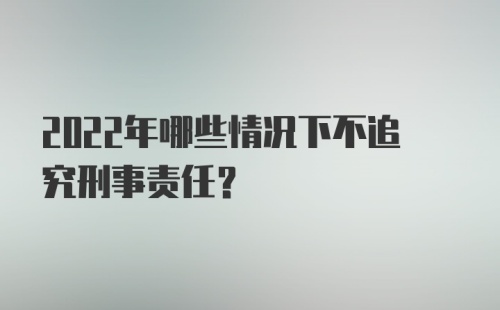 2022年哪些情况下不追究刑事责任?