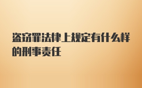 盗窃罪法律上规定有什么样的刑事责任