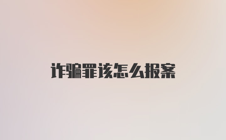 诈骗罪该怎么报案