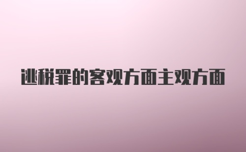 逃税罪的客观方面主观方面