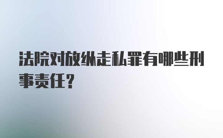 法院对放纵走私罪有哪些刑事责任？