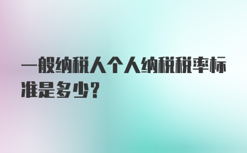 一般纳税人个人纳税税率标准是多少？