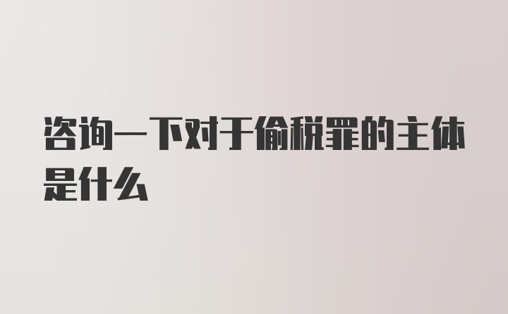 咨询一下对于偷税罪的主体是什么