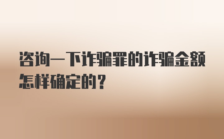 咨询一下诈骗罪的诈骗金额怎样确定的？