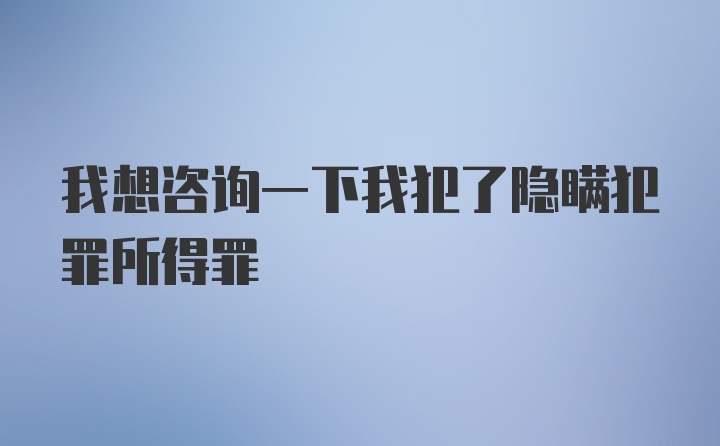 我想咨询一下我犯了隐瞒犯罪所得罪