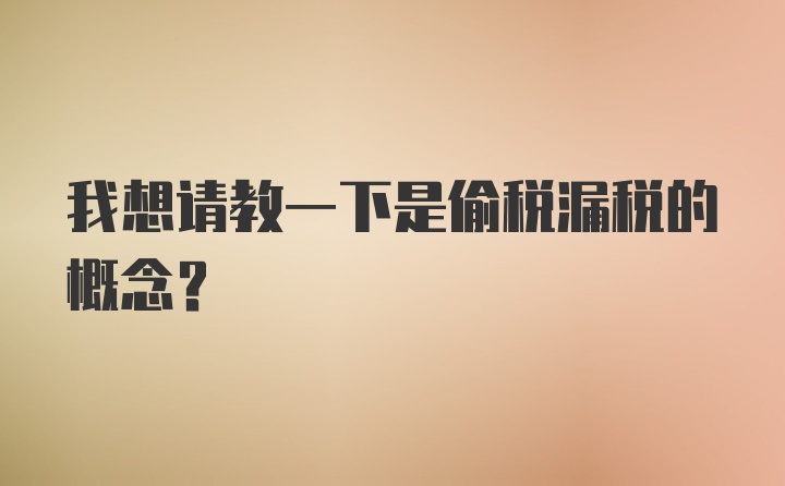 我想请教一下是偷税漏税的概念？