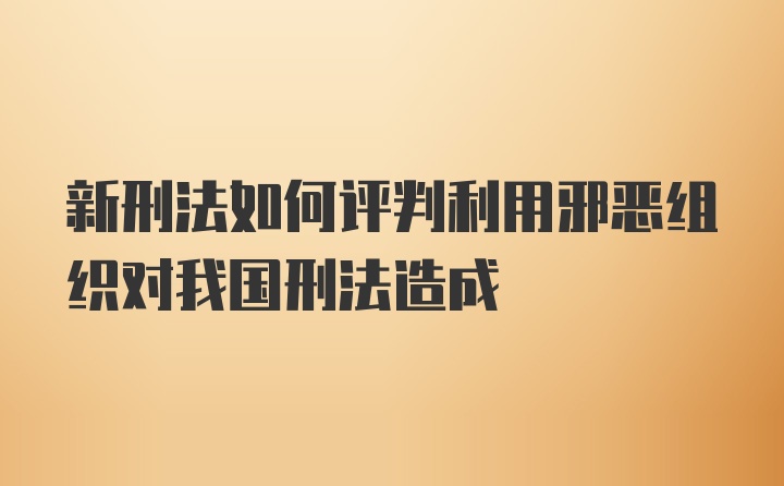 新刑法如何评判利用邪恶组织对我国刑法造成