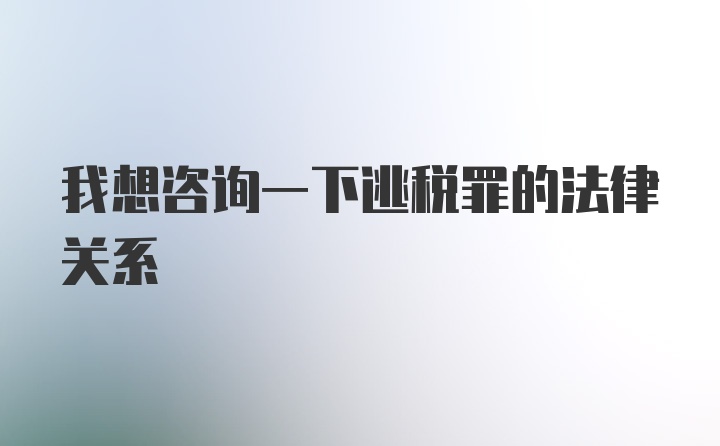 我想咨询一下逃税罪的法律关系