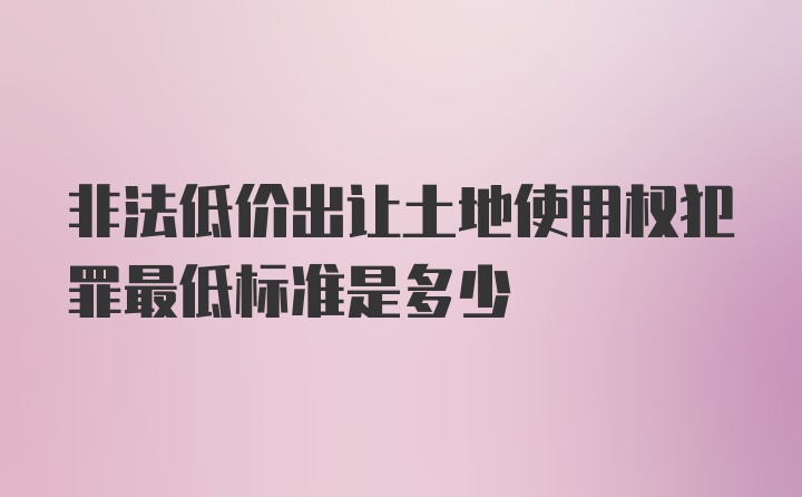 非法低价出让土地使用权犯罪最低标准是多少