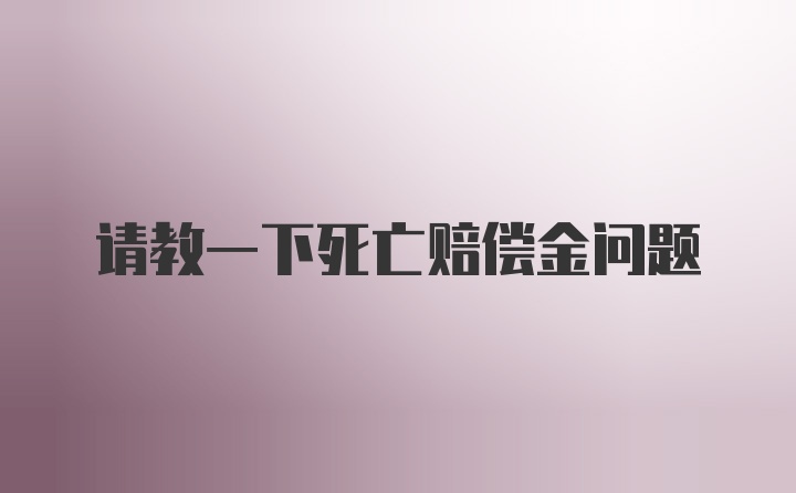 请教一下死亡赔偿金问题