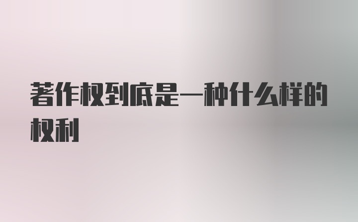 著作权到底是一种什么样的权利