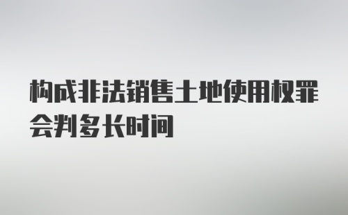 构成非法销售土地使用权罪会判多长时间