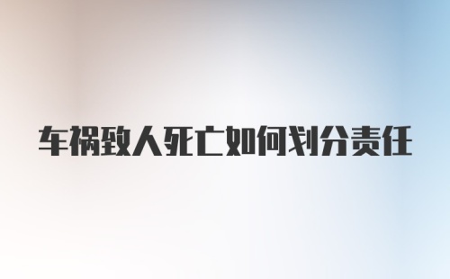 车祸致人死亡如何划分责任