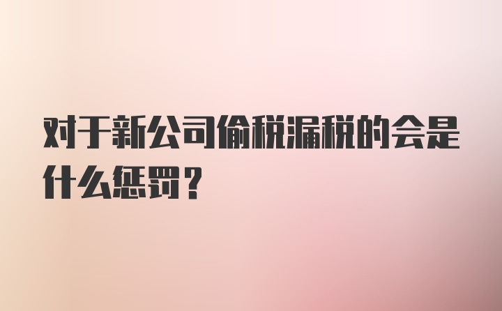 对于新公司偷税漏税的会是什么惩罚？