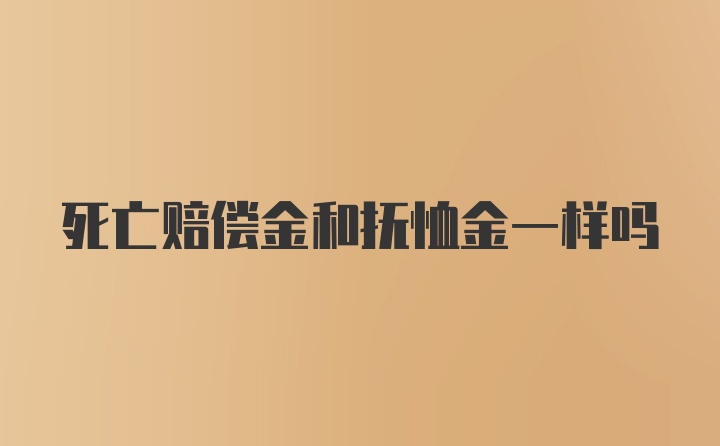 死亡赔偿金和抚恤金一样吗