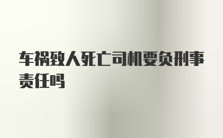 车祸致人死亡司机要负刑事责任吗