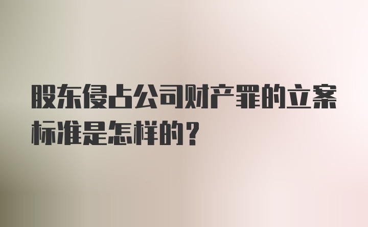 股东侵占公司财产罪的立案标准是怎样的？