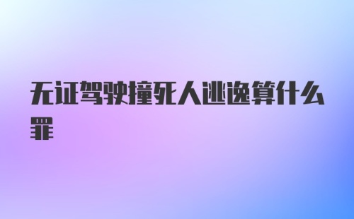 无证驾驶撞死人逃逸算什么罪