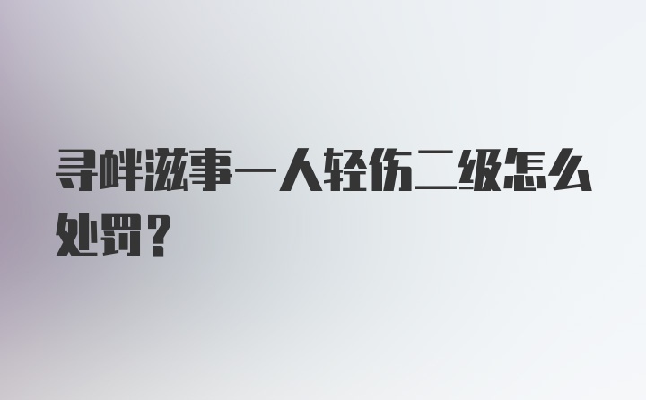 寻衅滋事一人轻伤二级怎么处罚？