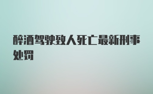 醉酒驾驶致人死亡最新刑事处罚